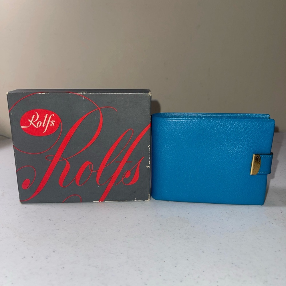 Vintage rolfs Ladies Blue Cowhide Leather Wallet in Box